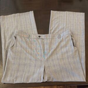 Universal Standard Plaid Wide-Leg Dress Pants in Light Gray